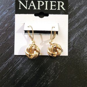 Love Knot Leverback Earrings  Gold Tone
